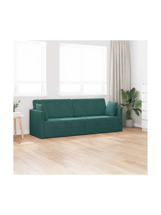 Three-Seater Couch Bed Velvet Dark Green 213x14...