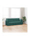 Three-Seater Couch Bed Velvet Dark Green 213x144x60 cm 4106728