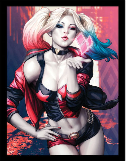 Dc Comics Harley Quinn Blow Wooden Framed 30x40cm Print Fp14376p