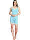 Miss Lale Sommer Damen Pyjama-Set Sky Blue
