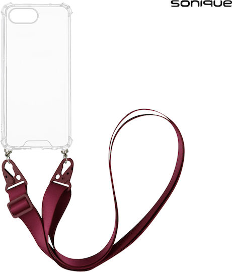 Silicone Case Strap Sonique Armor Clear Apple iPhone 16e Bordeaux