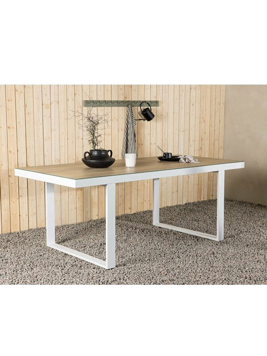 Dallas 4629 Table Dining Room with Glass Surface White, Light Wood Color 90x75cm