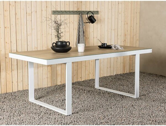 Dallas 4629 Table Dining Room with Glass Surface White, Light Wood Color 90x75cm