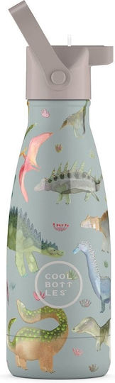 Cool Bottles Kids Water Bottle Thermos Dinosaur Stainless Steel with Pop-Up Cap Dinos Planet 260ml (Various Designs/Colours)