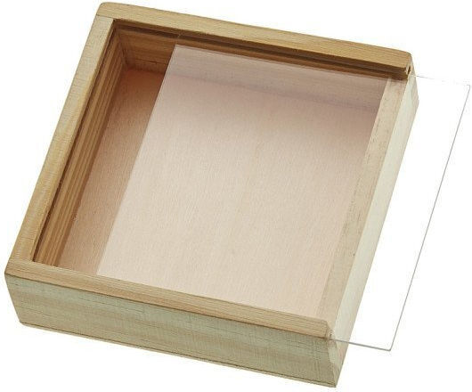 Капак Натурален Дърво Кутия за Подарък Бежов 8x2.5x8см.