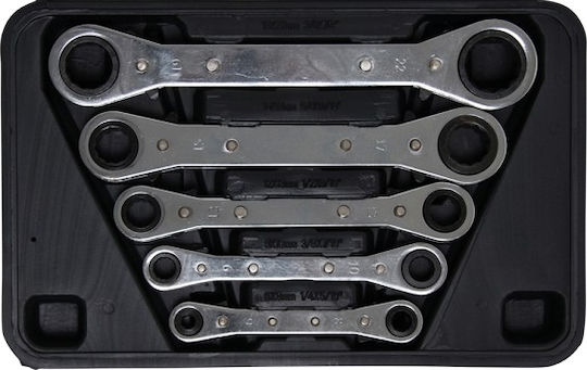 Kraftmann Set 5 Doppelt Polygon-Schlüssel Gerade mit Ratschenmechanismus