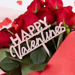 Ακρυλικό Διακοσμητικό Ανθοδέσμης Happy Valentines Ροζ Χρυσό