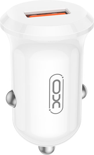 XO CC68 Φορτιστής Αυτοκινήτου 18W Γρήγορης Φόρτισης με μία Θύρα: 1xUSB Λευκό Χρώμα