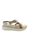 Women's Flat Sandals Anatomic with Strap in Gold Color