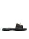 Leather Women's Flat Sandals in Black Color