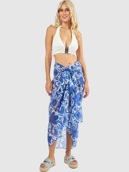 Green Women's Pareo 08-0165 Indian Cotton Blue
