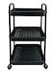 TnS Metallic Kitchen Trolley 3 Tiers Black 46x26x100cm