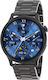 3Guys 3GW8574 Stainless Steel 45mm Smartwatch with Heart Rate Monitor (Black)