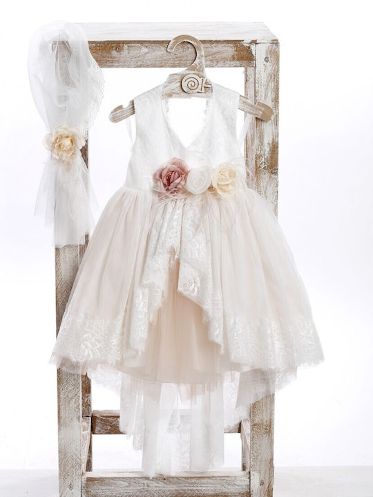 Lollipop Ecru Baptism Dress made of Tulle