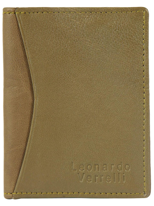 Leonardo Verrelli Leder Herren Geldbörse Karten Khaki