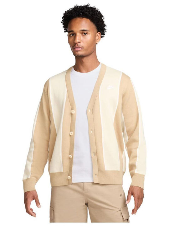 Club Fairway Stripe Sweater Men's Cardigan Beige