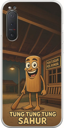 Brainrot Tung Tung Tung Sahur Sony Xperia 5 Гъвкав TPU Прозрачен Силикон