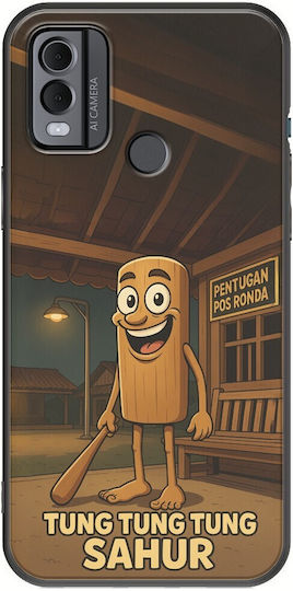 Brainrot Tung Tung Tung Sahur Nokia C22 Schwarzes TPU Schwarzes Silikon