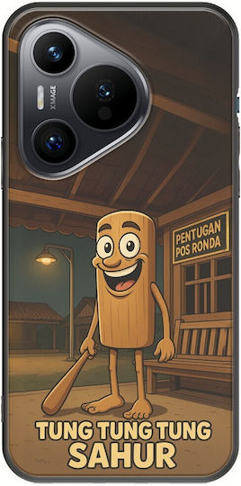 Brainrot Tung Tung Tung Sahur Huawei Pure 70 Black TPU Black Silicone