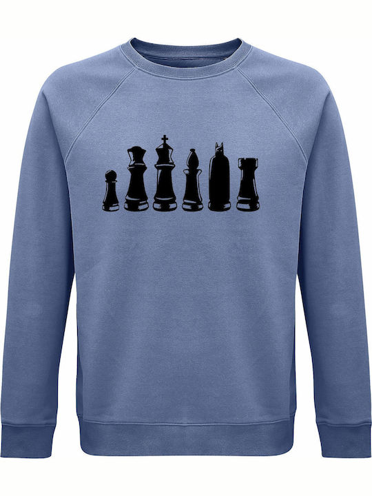 Sweatshirt Unisex Organic " Dark Knight Batman Chess " Blue