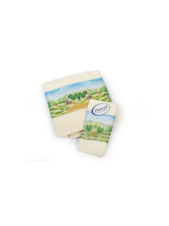 Dimcol Set Babyhandtücher 2 Stück Ecru Gewicht 400gr/m²