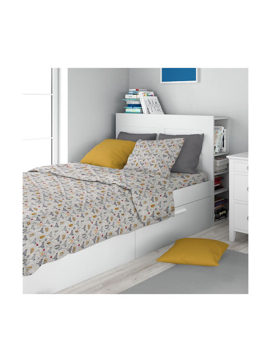 Dimcol Sheet Set Single Cotton Grey 160x240cm 2pcs