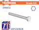 Wadfow Screw Hexagon Galvanized DIN 933 with Diameter M16 and Length 90mm 25pcs 3.8kg