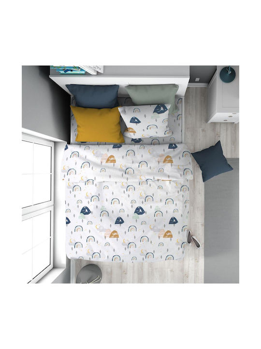 Dimcol Kids Duvet Cover Single Cotton White-blu...