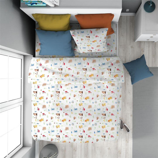 Dimcol Kinderbettbezug Einzel Baumwolle White-sky Blue 160x240cm