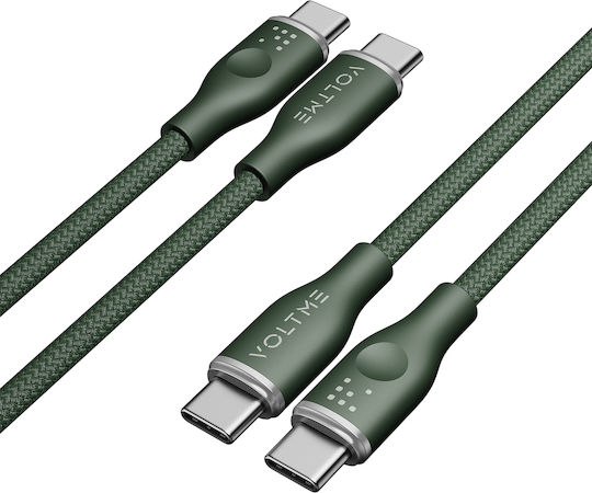 Voltme Braided USB 2.0 Cable USB-C male - USB-C 100W PD Πράσινο 1m C2051