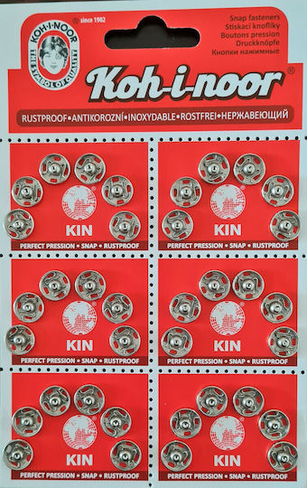 No.2-10/9mm Stainless Steel Sewing Snaps Czech Nickel 36pcs Koh-i-noor
