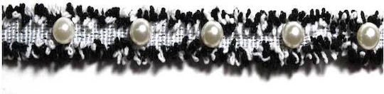 Chanel-ähnliche Perlenborte 10mm Schwarz und Weiß Preis pro Meter