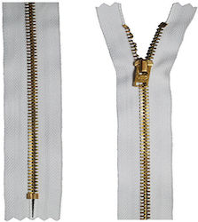 Closed Metal Zipper 3mm 14cm White