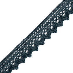 Dark Grey Polyester Bobbin Lace 2.5cm by the Meter