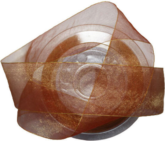 Organza Ribbon with Edged Selvedge 38mm Width Brown 1454 Price Per Meter
