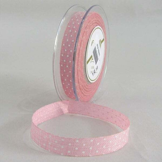Fabric Polka Dot Ribbon 1.2cmx18.20m Pink