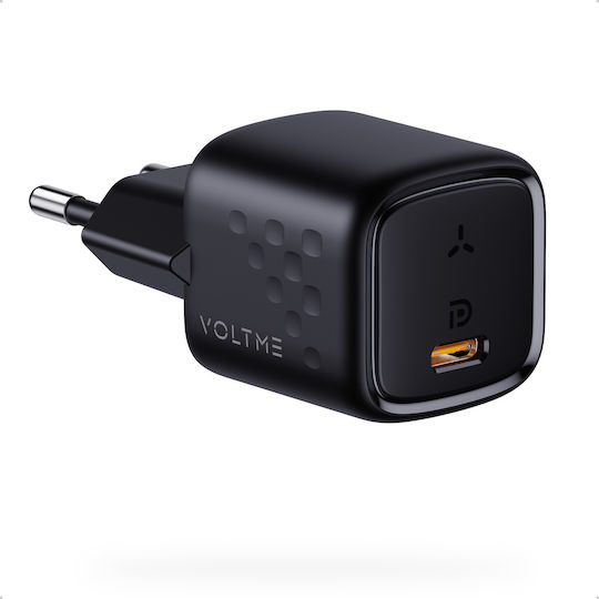 Voltme Φορτιστής Χωρίς Καλώδιο GaN με Θύρα USB-C 30W Power Delivery / Quick Charge 3.0 Μαύρος (Revo)