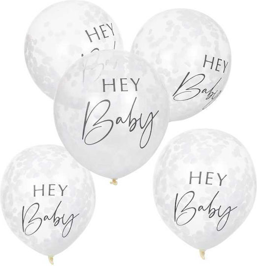 Set of 5 Balloons Latex White 30cm