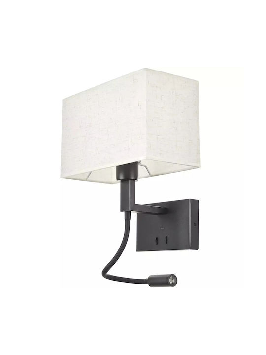 Modern Leuchte Wand mit Fassung E27 mit USB-Anschluss Schwarz