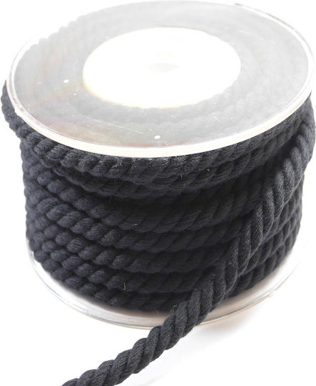 Twisted Cotton Cord 6mm 15m Spool 106-b 30 Black