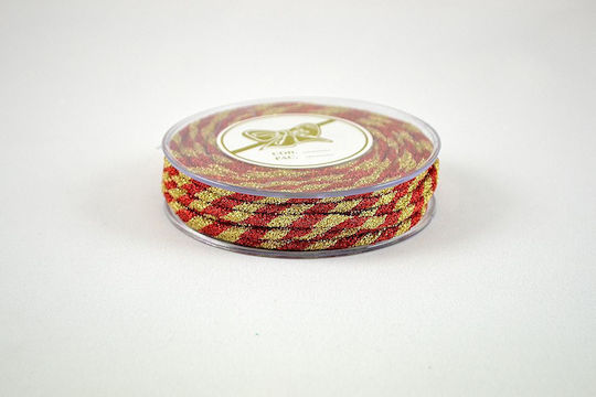Glitzernde Lurex-Schlauchkordel Rot Gold 5mmx10m