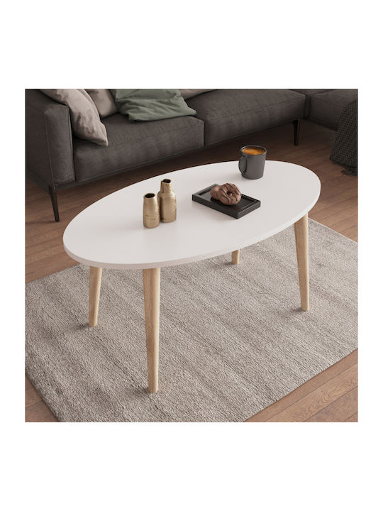 Oval Central Coffee Table Vital Wooden White-So...