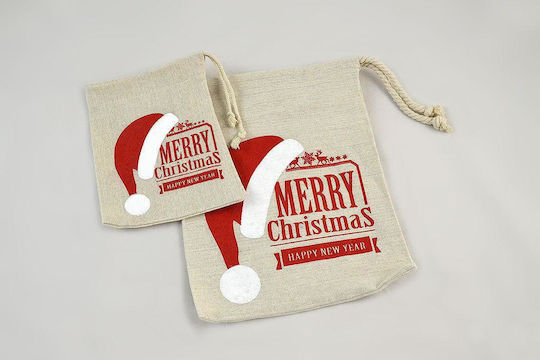 Christmas Santa Hat Pouch with Cord 25x30 cm 1pc