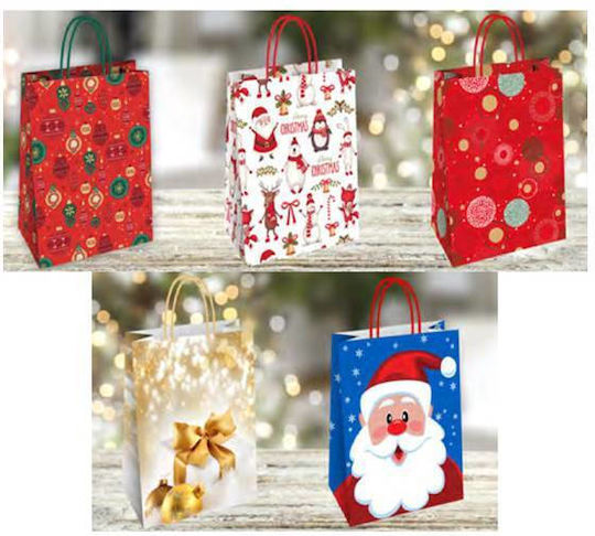 Gift Packaging Paper Bag 26x35x12 Xmas-2 Various Designs Mix Twisted Handle 25pcs