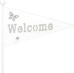 Wooden Flags Set/6 15x40cm Welcome White Wooden Flags Set/6 15x40cm Welcome White