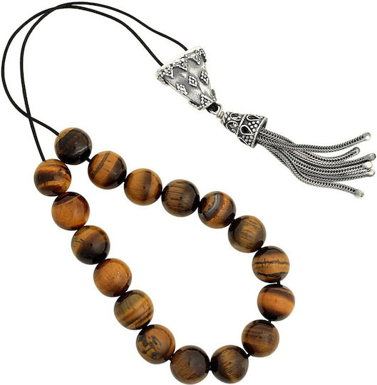 Verorama Eye Of The Tiger Worry Beads with Tassel with 17 Beads White