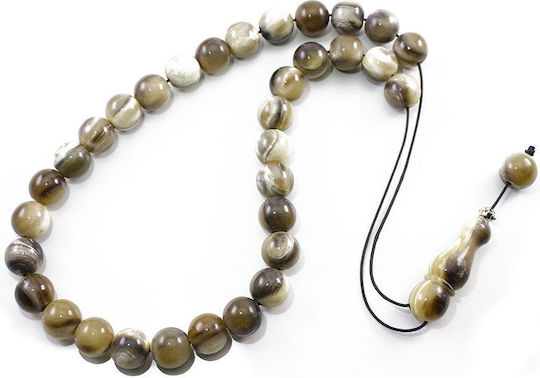 Horn Worry Beads with 33 Beads Natural Beige