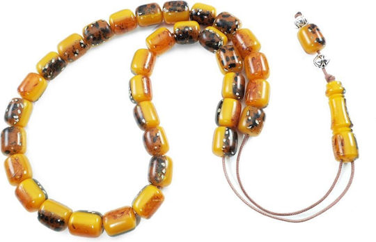 Resin Worry Beads with 33 Beads Handmade Orange 1.4cm
