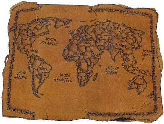 PO.S Ръчно изработена Чанта от еко кожа с връзка 16.5x7.5см. Global Map