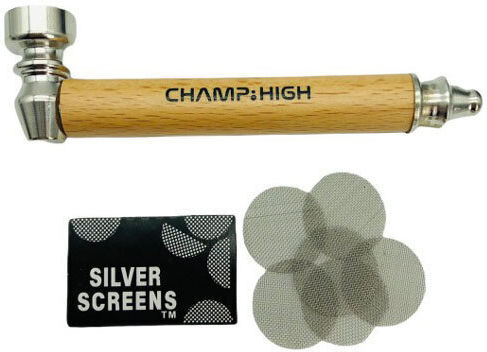 Metallpfeife Champ Holzbeschichtung Hellbraun 12cm